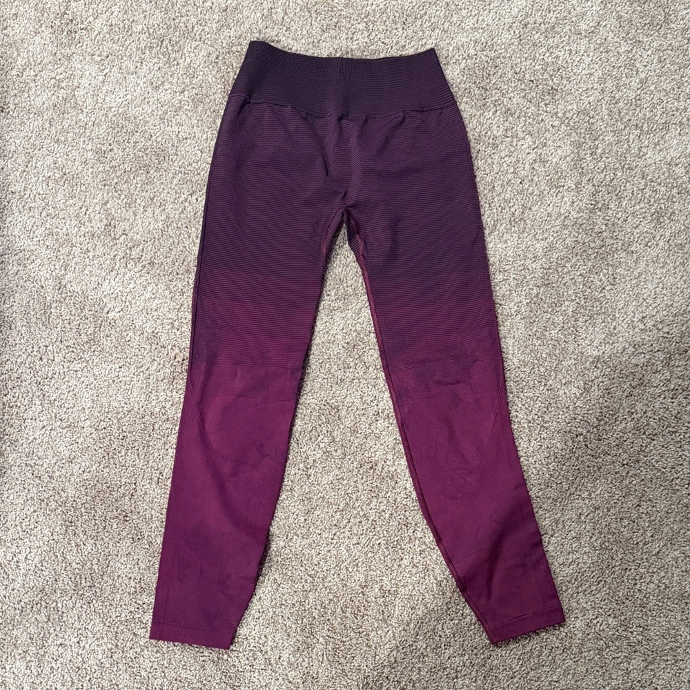 Lululemon Athletica Burgundy Striped Leggings